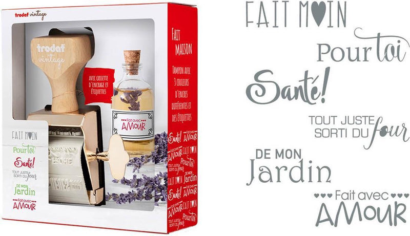 Vintage stempel met teksten : Handmade. Voor jou. Geniet ervan. Met liefde gemaakt. Uit eigen keuken. Vers uit eigen tuin.